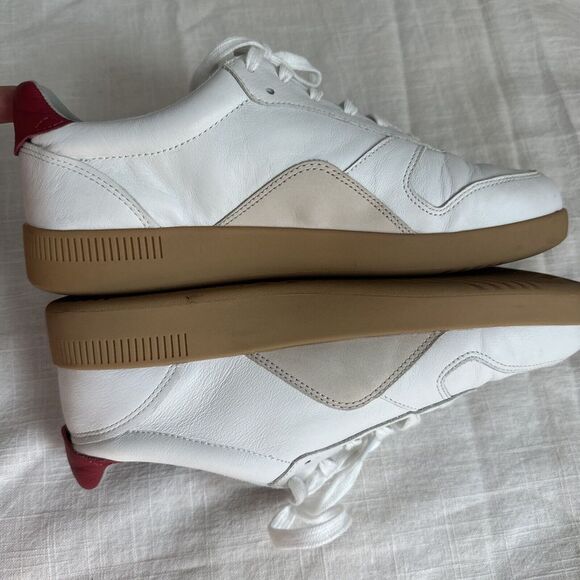 Tread by Everlane Unisex Low Top Leather Athletic Sneakers White Red F9.5 M7.5 - Picture 8 of 9